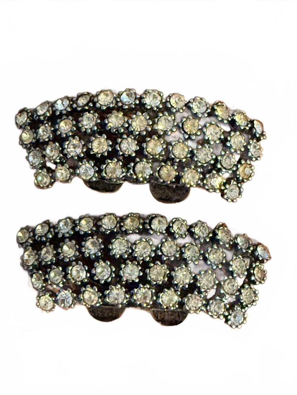 Vintage Rhinestone Musi shoe clips with Silver Tone Metal
